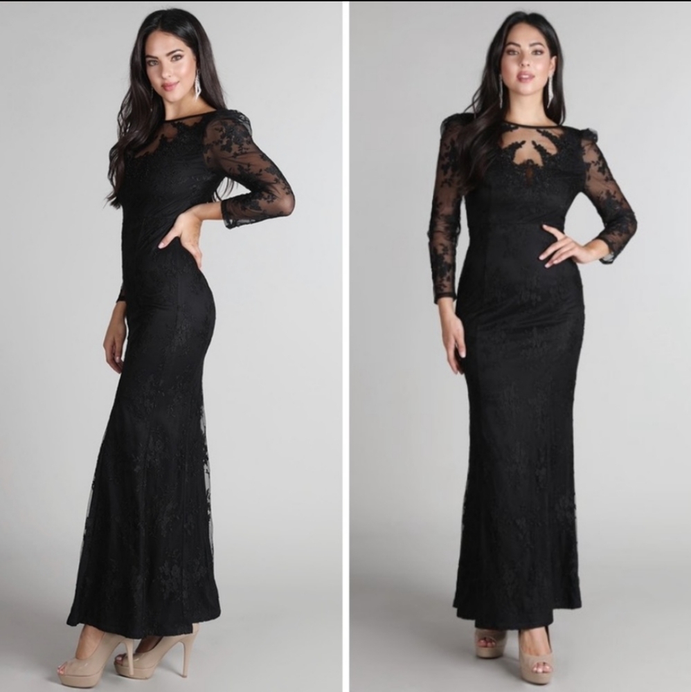 Gorgeous Beaded Lace Detail Gown - Picture 2 of 3